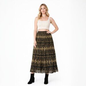 Badgley Mischka American Glamour Maxi Skirt M Crinkle Timeless Retro Evening